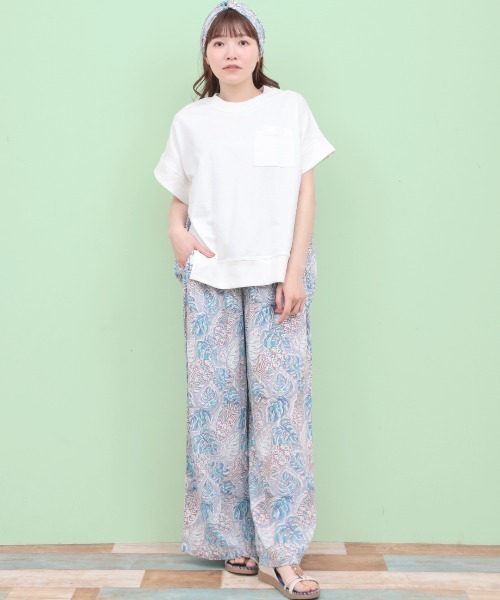チチカカ(チチカカ)の「Rico エコフレンドリーダイ パインモンステラブロックプリントプルオーバー(Tシャツ/カットソー・レディース・ネイビー/オフホワイト・FREE)」の3枚目の写真