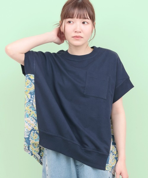 チチカカ(チチカカ)の「Rico エコフレンドリーダイ パインモンステラブロックプリントプルオーバー(Tシャツ/カットソー・レディース・ネイビー/オフホワイト・FREE)」の6枚目の写真