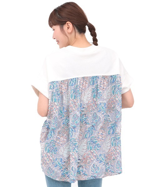 チチカカ(チチカカ)の「Rico エコフレンドリーダイ パインモンステラブロックプリントプルオーバー(Tシャツ/カットソー・レディース・ネイビー/オフホワイト・FREE)」の11枚目の写真