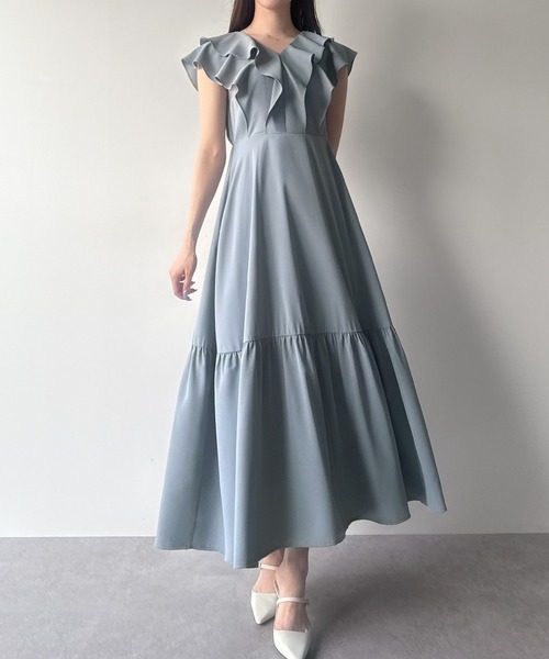 ★関税込★CHICLINE★フリルスリーブティアードワンピース★ 日本未入荷☆CHICLINE☆フリルスリーブティアードワンピース