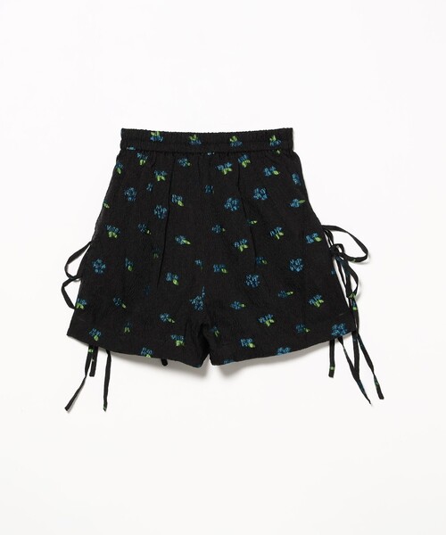 PLAN Ｃ プランシー 花柄 フラワー ハーフパンツ キュロットパンツ 黒 セール】フラワー刺繍シアー ショートパンツ（その他パンツ