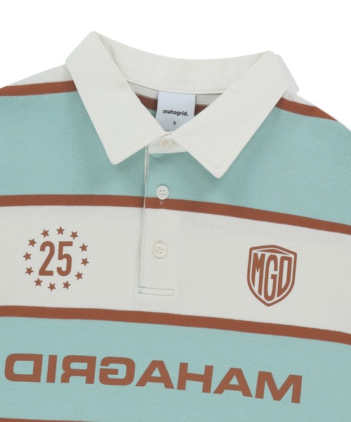 MAHAGRID(マハグリッド)の「『mahagrid/マハグリッド』 STRIPE RUGBY SHIRT/ボーダーラグビーシャツ(ポロシャツ・レディース・ブルー/アイボリー/グリーン・M/L)」の8枚目の写真
