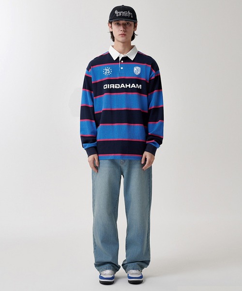 MAHAGRID(マハグリッド)の「『mahagrid/マハグリッド』 STRIPE RUGBY SHIRT/ボーダーラグビーシャツ(ポロシャツ・レディース・ブルー/アイボリー/グリーン・M/L)」の19枚目の写真