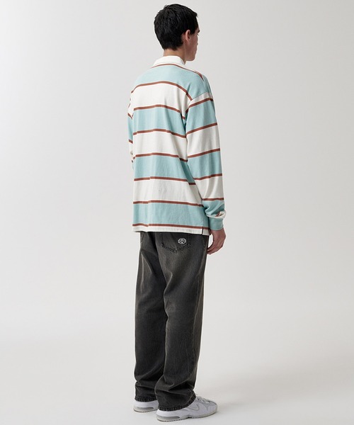 MAHAGRID(マハグリッド)の「『mahagrid/マハグリッド』 STRIPE RUGBY SHIRT/ボーダーラグビーシャツ(ポロシャツ・レディース・ブルー/アイボリー/グリーン・M/L)」の6枚目の写真