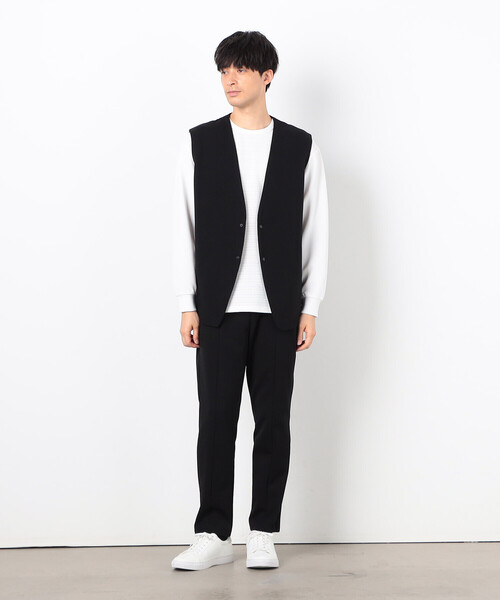 COMME CA ISM(コムサイズム)の「【セットアップ対応】綿混ダンボールニット パンツ(スラックス・メンズ・ブラック/チャコール・SMALL/MEDIUM/LARGE)」の12枚目の写真