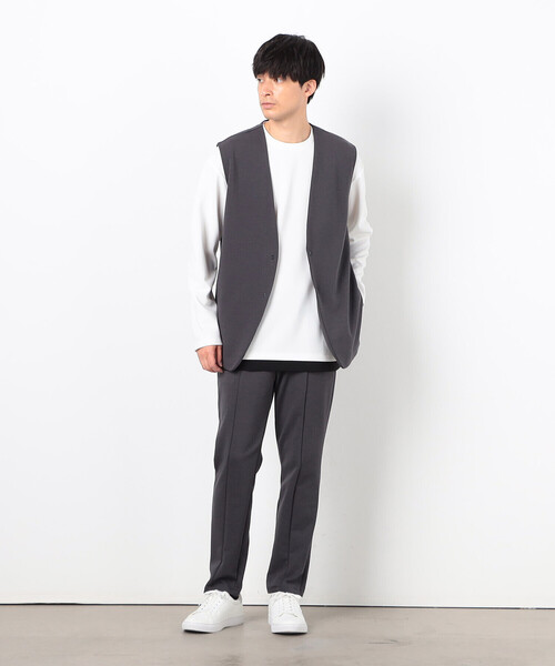 COMME CA ISM(コムサイズム)の「【セットアップ対応】綿混ダンボールニット パンツ(スラックス・メンズ・ブラック/チャコール・SMALL/MEDIUM/LARGE)」の16枚目の写真