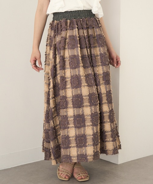 MAGASIN DE MODE Chou Chou(マガジンデモードシュシュ)の「【MAGASIN DE MODE Chou Chou】フリンジブロックチェックスカート trc※(スカート・レディース・ブラック/ベージュ/パープル・FREE)」の8枚目の写真