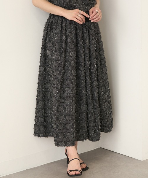 MAGASIN DE MODE Chou Chou(マガジンデモードシュシュ)の「【MAGASIN DE MODE Chou Chou】フリンジブロックチェックスカート trc※(スカート・レディース・ブラック/ベージュ/パープル・FREE)」の7枚目の写真