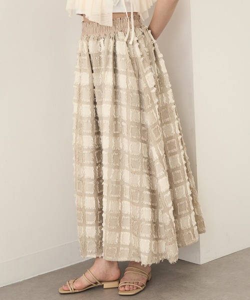 MAGASIN DE MODE Chou Chou(マガジンデモードシュシュ)の「【MAGASIN DE MODE Chou Chou】フリンジブロックチェックスカート trc※(スカート・レディース・ブラック/ベージュ/パープル・FREE)」の16枚目の写真