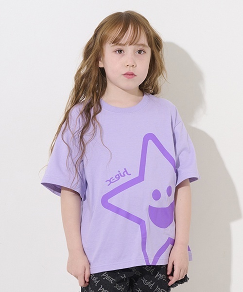 X-girl Stages(エックスガールステージス)の「ビッグキラッキー半袖Tシャツ(Tシャツ/カットソー・キッズ・ブラック/ラベンダー/グリーン/ホワイト・100cm/90cm/80cm/120cm/110cm/140cm/130cm)」の6枚目の写真