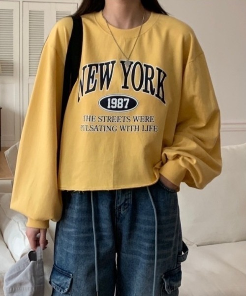 ROOPTOKYO(ループトウキョウ)の「NEW YORK Logo Print Sweatshirt / NEW YORKロゴプリント スウェット(スウェット・レディース・グレー/ライトグレー/イエロー・FREE)」の3枚目の写真