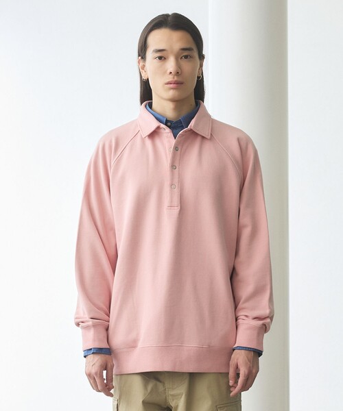 J.PRESS YORK STREET(ジェイプレスヨークストリート)の「【UNISEX】ラガータイプラグラン 裏毛トレーナー(ポロシャツ・メンズ・ピンク系/ホワイト系/ライトグレー系/ネイビー系/イエロー系・LARGE/MEDIUM/SMALL)」の5枚目の写真
