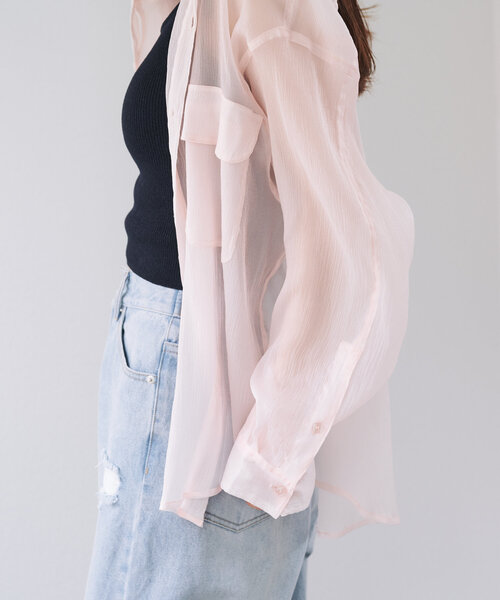 Kastane（カスタネ）の「【S.Lサイズ】オーガンジークレープシャツ（シャツ/ブラウス・レディース・ミント/アイボリー/ピンク・SMALL/LARGE）」の21枚目の写真