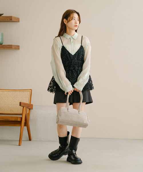 Kastane（カスタネ）の「【S.Lサイズ】オーガンジークレープシャツ（シャツ/ブラウス・レディース・ミント/アイボリー/ピンク・SMALL/LARGE）」の9枚目の写真