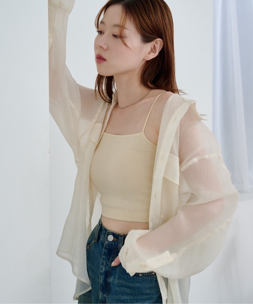 Kastane（カスタネ）の「【S.Lサイズ】オーガンジークレープシャツ（シャツ/ブラウス・レディース・ミント/アイボリー/ピンク・SMALL/LARGE）」の15枚目の写真