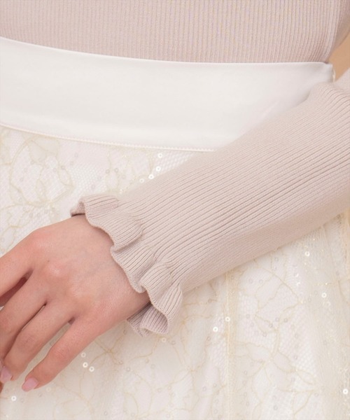 WILLSELECTION（ウィルセレクション）の「フリルショルダーリブニット（ニット/セーター・レディース・ライトベージュ/ブラック/ピンク・FREE）」の14枚目の写真