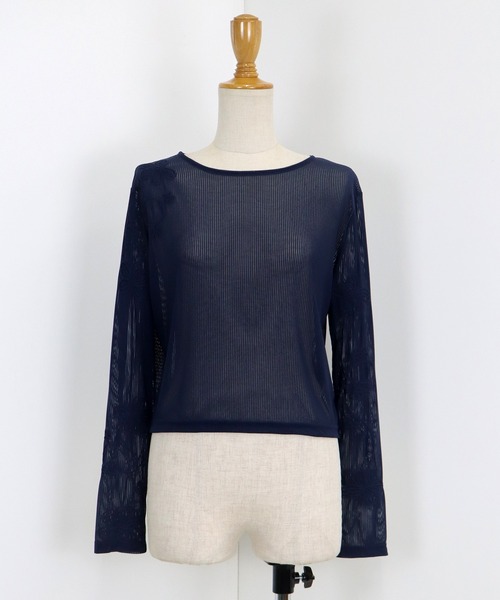 BLUEEAST(ブルーイースト)の「コード刺繍シアートップス(Tシャツ/カットソー・レディース・アイボリー/ネイビー/ブラック・MEDIUM)」の21枚目の写真