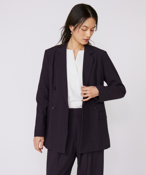 INED（イネド）の「TRストレッチダブルブレストジャケット【セットアップ対応】（テーラードジャケット・レディース・ネイビー/グレー・9号/11号）」の2枚目の写真