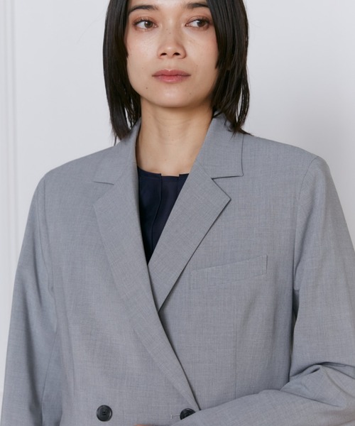 INED（イネド）の「TRストレッチダブルブレストジャケット【セットアップ対応】（テーラードジャケット・レディース・ネイビー/グレー・9号/11号）」の10枚目の写真