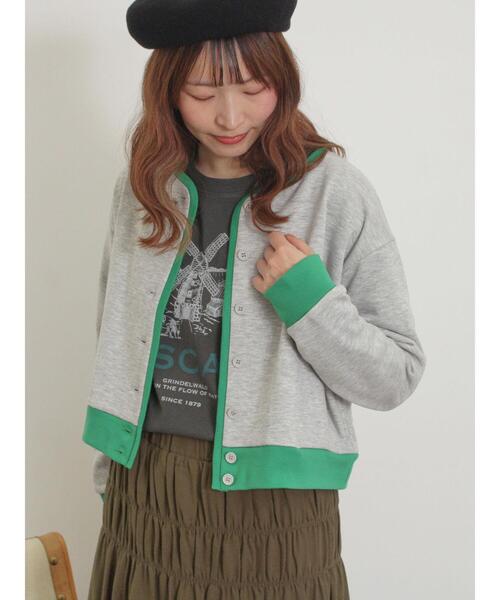 Samansa Mos2（サマンサ モスモス）の「◎配色スウェットカーディガン（カーディガン/ボレロ・レディース・レッド/グレー/キナリ/ブラック・F）」の3枚目の写真