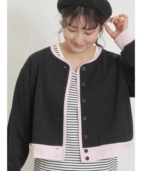 Samansa Mos2（サマンサ モスモス）の「◎配色スウェットカーディガン（カーディガン/ボレロ・レディース・レッド/グレー/キナリ/ブラック・F）」の5枚目の写真