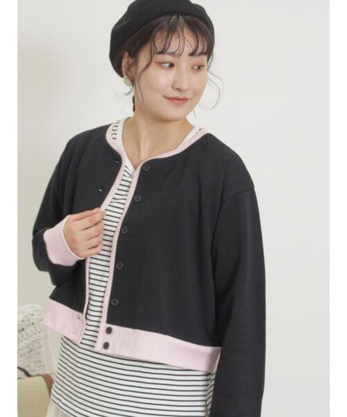 Samansa Mos2（サマンサ モスモス）の「◎配色スウェットカーディガン（カーディガン/ボレロ・レディース・レッド/グレー/キナリ/ブラック・F）」の6枚目の写真