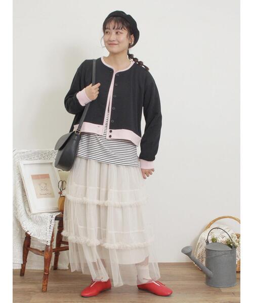 Samansa Mos2（サマンサ モスモス）の「◎配色スウェットカーディガン（カーディガン/ボレロ・レディース・レッド/グレー/キナリ/ブラック・F）」の7枚目の写真