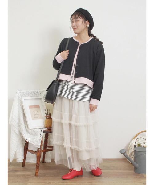 Samansa Mos2（サマンサ モスモス）の「◎配色スウェットカーディガン（カーディガン/ボレロ・レディース・レッド/グレー/キナリ/ブラック・F）」の8枚目の写真