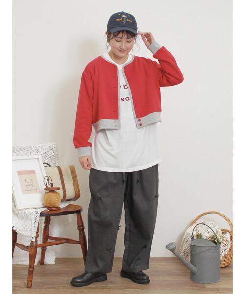 Samansa Mos2（サマンサ モスモス）の「◎配色スウェットカーディガン（カーディガン/ボレロ・レディース・レッド/グレー/キナリ/ブラック・F）」の11枚目の写真