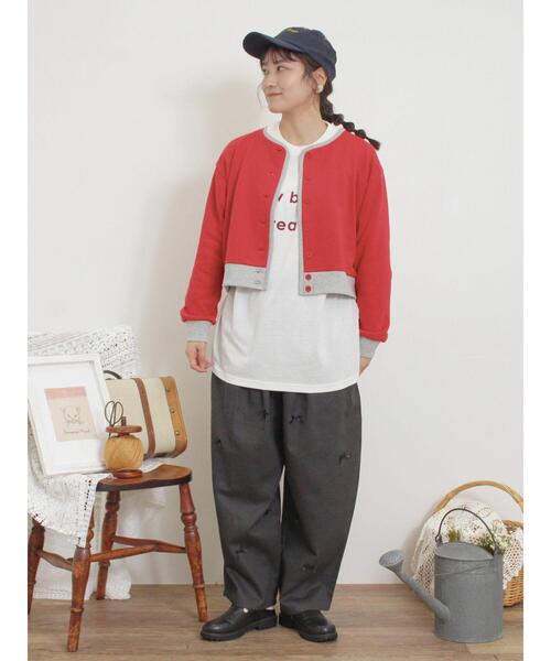 Samansa Mos2（サマンサ モスモス）の「◎配色スウェットカーディガン（カーディガン/ボレロ・レディース・レッド/グレー/キナリ/ブラック・F）」の12枚目の写真