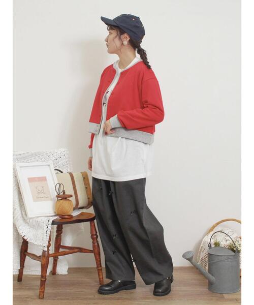 Samansa Mos2（サマンサ モスモス）の「◎配色スウェットカーディガン（カーディガン/ボレロ・レディース・レッド/グレー/キナリ/ブラック・F）」の13枚目の写真