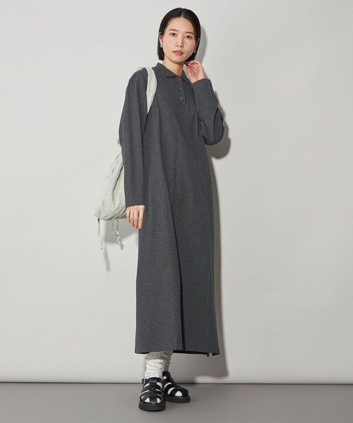 CITEN（シテン）の「＜CITEN＞ポロエリロングワンピース（ワンピース・レディース・ダークグレー/ネイビー・M/S）」の8枚目の写真