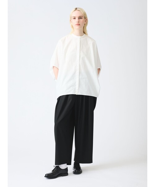 mizuiroind(ミズイロインド)の「mizuiro ind スタンドカラーコクーンシャツ(シャツ/ブラウス・レディース・ネイビー/オフホワイト/ブルー/ブラック・FREE)」の14枚目の写真
