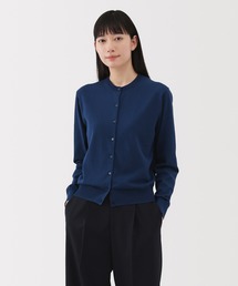 婦人 UVカット強撚コットンクルーネックカーディガン