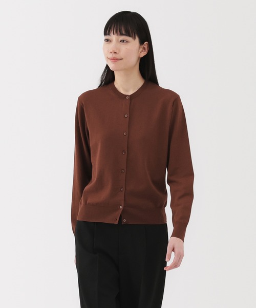 無印良品(ムジルシリョウヒン)の「婦人 UVカット強撚コットンクルーネックカーディガン(カーディガン/ボレロ・レディース・オフホワイト/ブラック/アイボリー/ピンク/ダークグレー/ネイビー/レンガ・S/M/L/XL)」の7枚目の写真