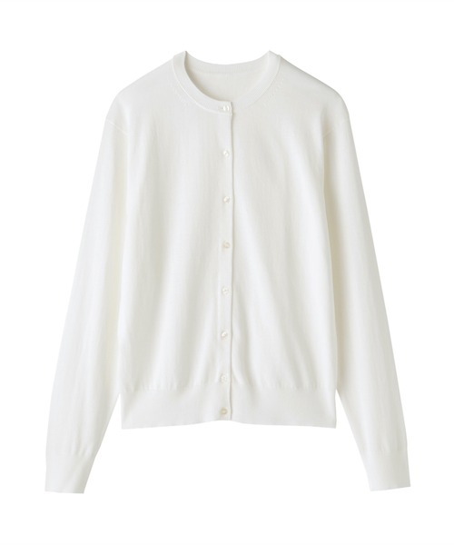 無印良品(ムジルシリョウヒン)の「婦人 UVカット強撚コットンクルーネックカーディガン(カーディガン/ボレロ・レディース・オフホワイト/ブラック/アイボリー/ピンク/ダークグレー/ネイビー/レンガ・S/M/L/XL)」の12枚目の写真