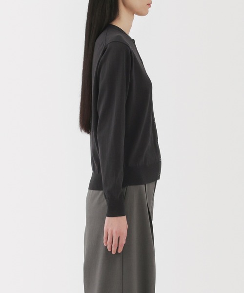 婦人 UVカット強撚コットンクルーネックカーディガン（カーディガン