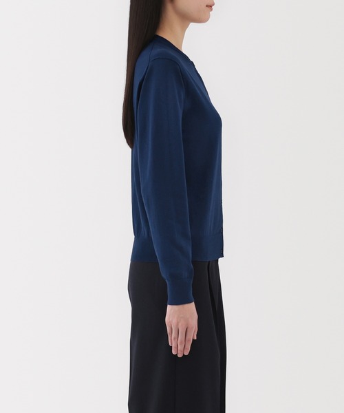 婦人 UVカット強撚コットンクルーネックカーディガン（カーディガン