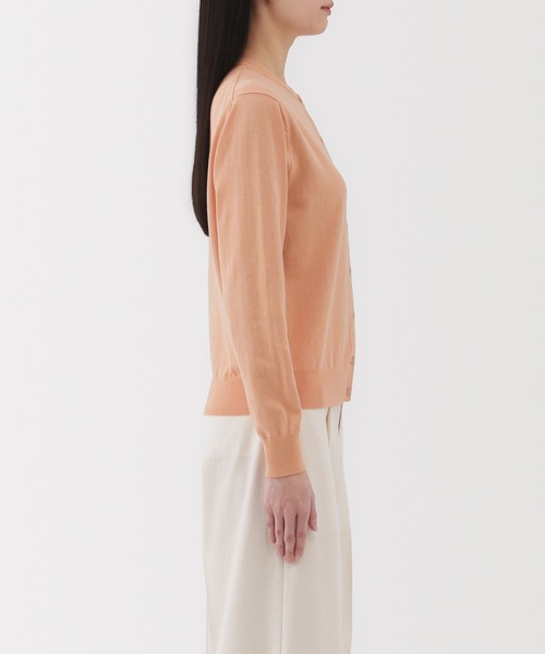 婦人 UVカット強撚コットンクルーネックカーディガン（カーディガン