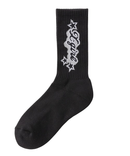 X-girl（エックスガール）の「FLYING STARS LOGO RIB SOCKS（ソックス/靴下・レディース・ホワイト/ブラック/オリーブ・ONE SIZE）」の5枚目の写真