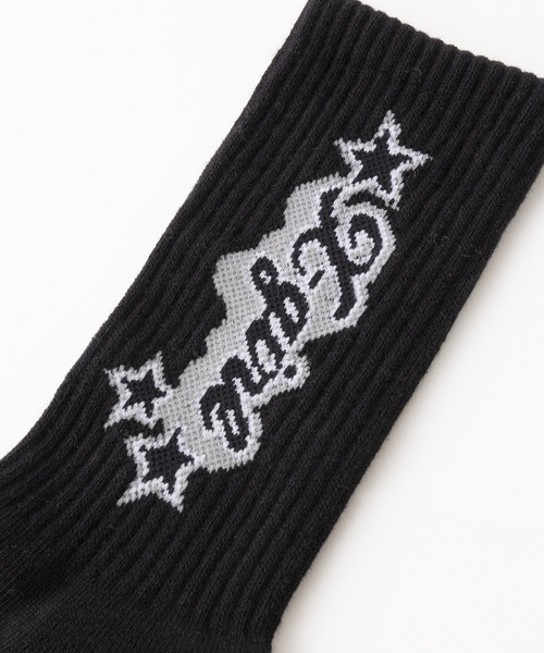 X-girl（エックスガール）の「FLYING STARS LOGO RIB SOCKS（ソックス/靴下・レディース・ホワイト/ブラック/オリーブ・ONE SIZE）」の7枚目の写真