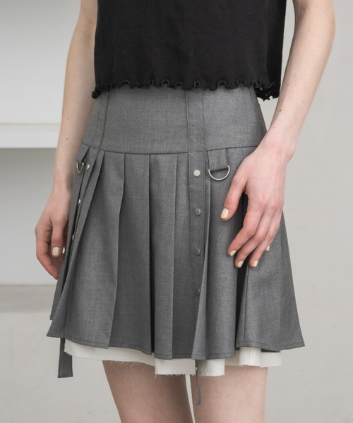 idem（イデム）の「layered pleats mini skirt／レイヤードプリーツミニスカート（スカート・レディース・グレー/ライトベージュ・FREE）」の11枚目の写真