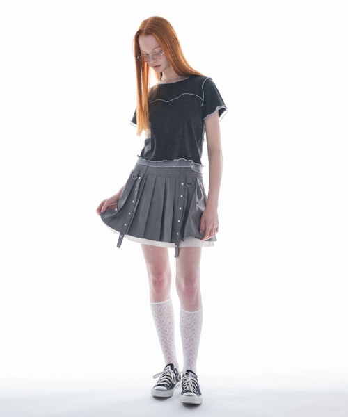 idem（イデム）の「layered pleats mini skirt／レイヤードプリーツミニスカート（スカート・レディース・グレー/ライトベージュ・FREE）」の16枚目の写真