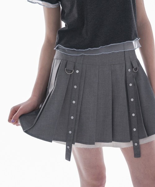 idem（イデム）の「layered pleats mini skirt／レイヤードプリーツミニスカート（スカート・レディース・グレー/ライトベージュ・FREE）」の18枚目の写真