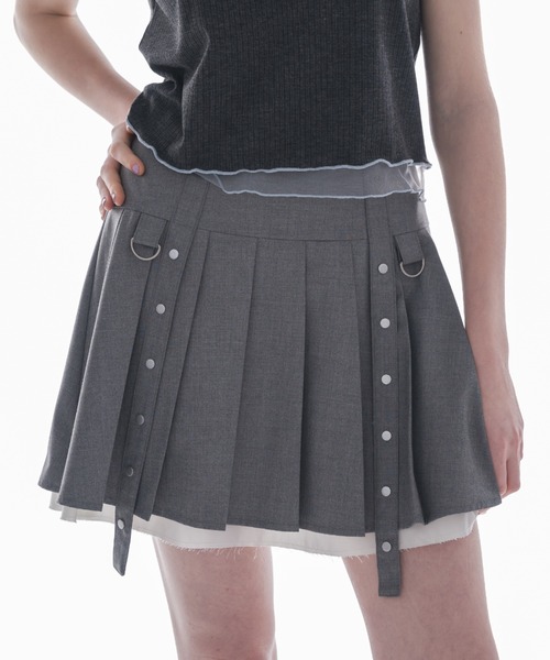 idem（イデム）の「layered pleats mini skirt／レイヤードプリーツミニスカート（スカート・レディース・グレー/ライトベージュ・FREE）」の19枚目の写真
