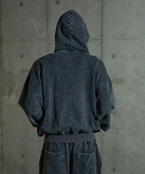 【まめた】大判/ダークグレーオーバーダイ　No.635 Damege Overdyed Zip-up Parker/ダメージオーバーダイジップ