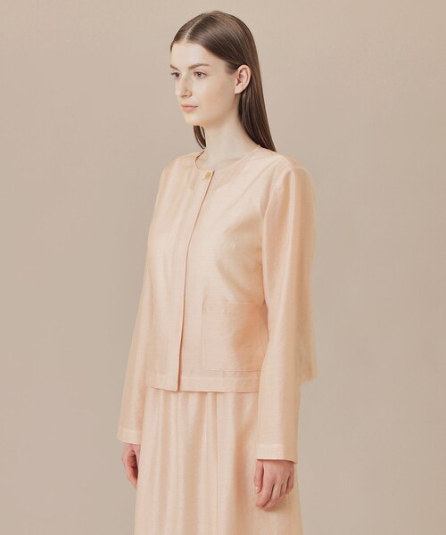 MACKINTOSH LONDON（マッキントッシュ ロンドン）の「シャイニーシアーノーカラージャケット（ノーカラージャケット・レディース・ピンク系その他2/ネイビー・40/38）」の6枚目の写真