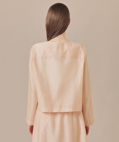 MACKINTOSH LONDON（マッキントッシュ ロンドン）の「シャイニーシアーノーカラージャケット（ノーカラージャケット・レディース・ピンク系その他2/ネイビー・40/38）」の7枚目の写真