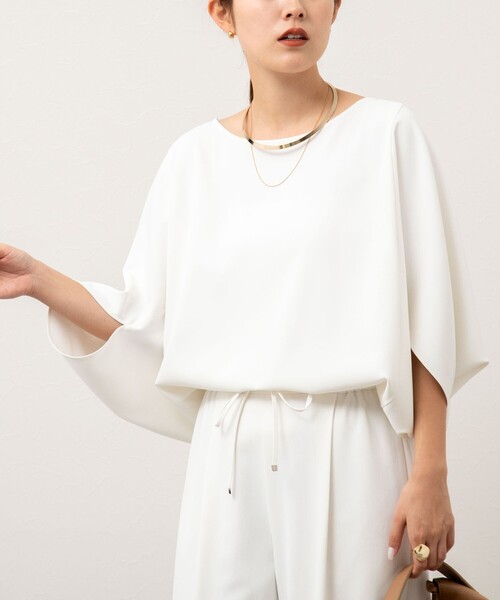 NOLLEY’S(ノーリーズ)の「《セットアップ対応》ツイルコクーンブラウス(シャツ/ブラウス・レディース・ブラック/ホワイト/ネイビー/グレイッシュベージュ・38)」の1枚目の写真