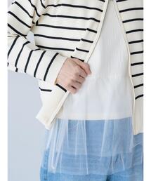 チュールドッキングノースリーブトップス